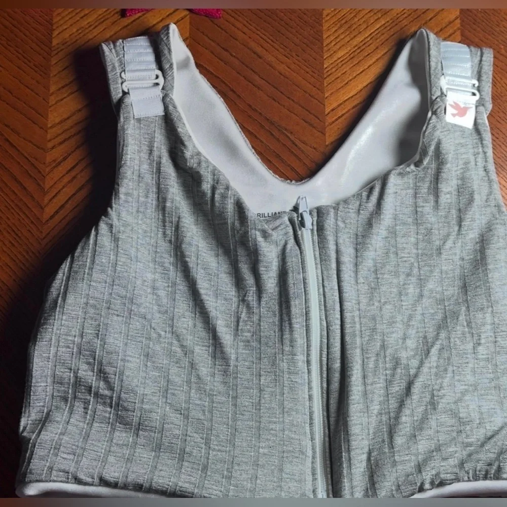 NWT Post Surgical Comfort Compression Sports Bra: Soft Grey Butterfly